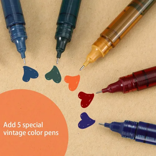Miniatura 3 de Frienda 12 bolígrafos de punta rodante de 0,5 mm, bolígrafos de tinta líquida de secado rápido de alta calidad japonesa, punta extrafina, escritura