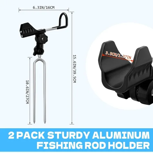 Miniatura 3 de Fishing Rod Holder for Ground, 2/4pcs Fishing Pole Holders for Ground, Bank Fishing Rod Holder with 360° Adjustable Extra Long Drill Stake Rod Stand