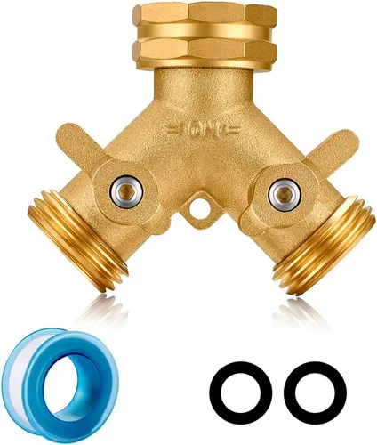 Divisor de manguera de jardín, conector de 2 vías de latón resistente, grifo de jardín, divisor para grifo al aire libre, divisor de manguera,