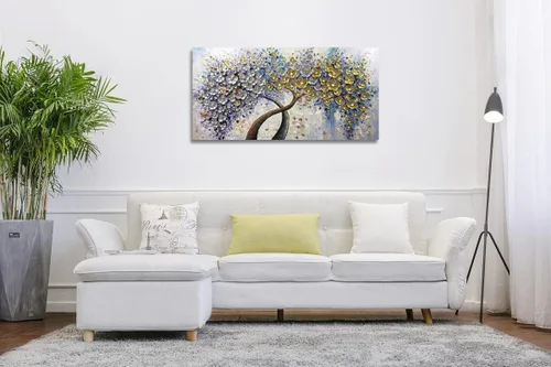 Miniatura 6 de V-inspire Arte, 24 x 48 pulgadas, moderno, 100% pintado a mano, pinturas al óleo de árbol de la suerte, pintura acrílica, decoración de marco