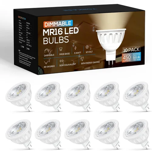 Miniatura 7 de Bombilla LED MR16 Regulable Torkase, Bombillas LED MR16 con Base de Dos Pines GU5.3, 5W (Equivalente a 50W), Bombillas de Luz de Bajo Voltaje 12V