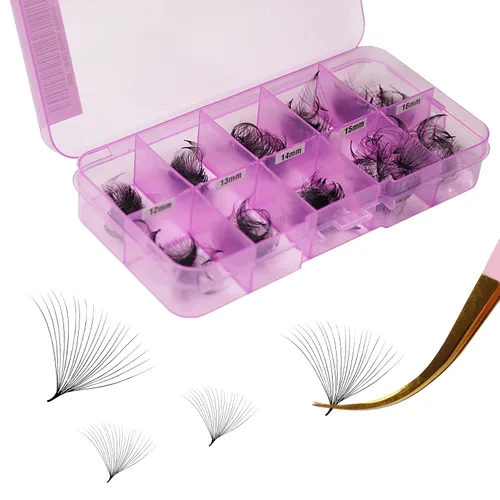 THE LASH SUPPLY 500 abanicos, 20D Mega Volume Promade Fan Promade, rizo C/D, longitud de mezcla 0.472-0.630 in, 0.03 de grosor, rizo natural y