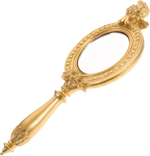ARTIBETTER Espejo de mano vintage, mango de espejo de mano, maquillaje de mano, cosmético, transparente, decorativo, lindo, para mujeres, viajes,