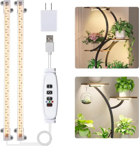 Miniatura 11 de Hywyimlait - Tiras de luz LED para crecimiento de plantas de interior, espectro completo 3500K, barra de luz para plantas con 96 LEDs con 3500K