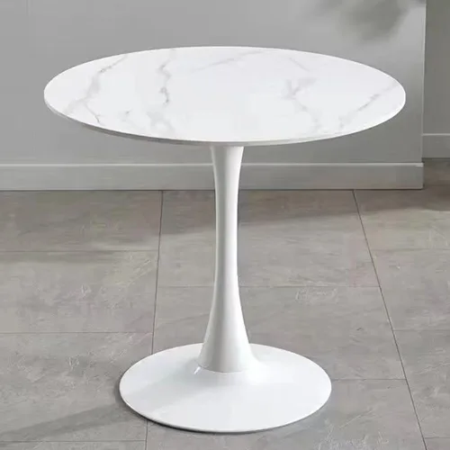 Miniatura 8 de HM&DX Mesa de comedor redonda con parte superior de mármol sintético y base de pedestal, moderna mesa de ocio para bar, mesa auxiliar de espacio