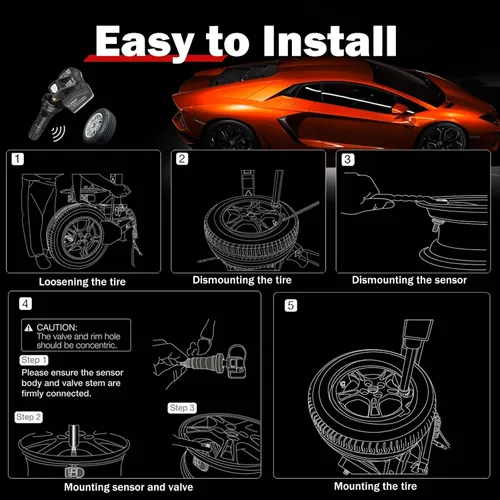 Miniatura 6 de Autel TPMS Sensor MaxiTPMS Autel MX Sensor 4 piezas Sensor universal de neumáticos de doble frecuencia 315MHz/433MHz Sensor TPMS de tallo de goma