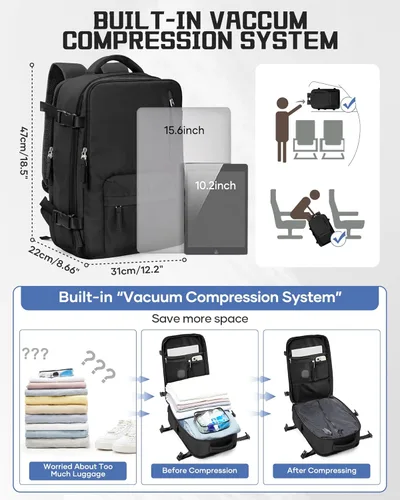 Miniatura 4 de WONHOX Mochila de Viaje Grande Equipaje de Mano Aprobada para Vuelo Mochila para Laptop Trabajo Negocios para Mujeres Hombres Mochila de Viaje