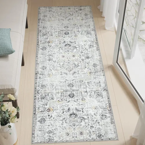 Miniatura 10 de jinchan Kalen - Alfombra de área lavable con diseño floral vintage, alfombra de entrada de medio círculo de 2 x 3, tapete de media luna de pelo