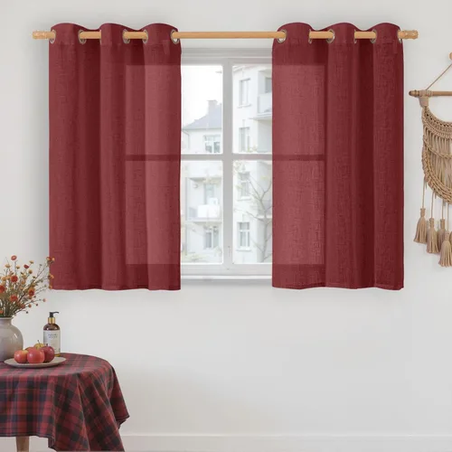 Miniatura 212 de LAMIT Cortinas de lino sintético para dormitorio, paneles filtrantes de luz, cortinas de lino con protección de privacidad con ojales para ventanas