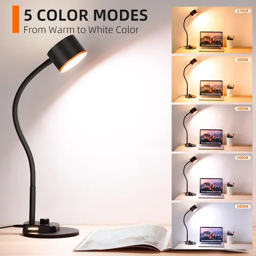 Miniatura 2 de LiFMIRA Lámpara de Escritorio, Lámpara de Escritorio LED con Puertos de Carga USB C + A, Lámpara de Lectura de Cuidado Visual Completamente