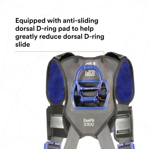 Miniatura 6 de 3M 1140184 DBI-SALA ExoFit X300 Arnés de seguridad de posicionamiento de construcción, protección contra caídas, anillos en D de espalda y cadera