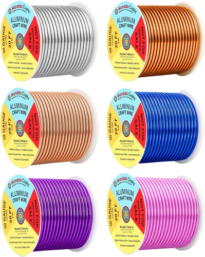 Miniatura 243 de Mandala Crafts - Alambre de aluminio anodizado de 8 calibre para hacer joyas - 9.75 m de alambre flexible negro colorido - Flexible para bonsái