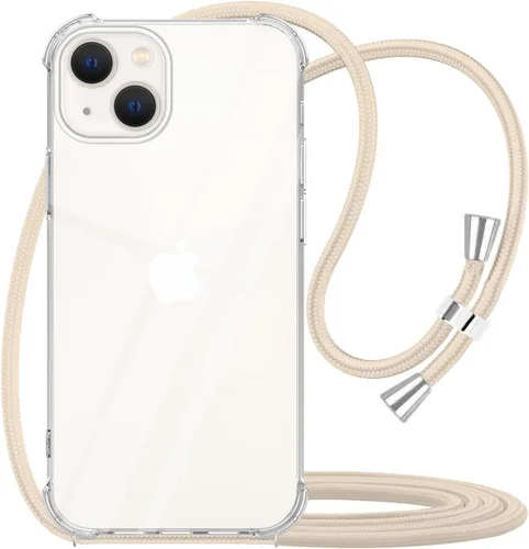 Funda cruzada para iPhone 13 Mini, transparente, ajustable, para el hombro, correa de cordón, para mujeres y niñas, funda protectora delgada suave