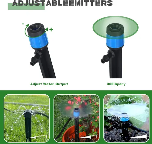 Miniatura 6 de Mudder 100 emisores de riego por goteo de 5.2 pulgadas para tubos de riego por goteo de 1/4 de pulgada ajustables de 360 grados con rociador