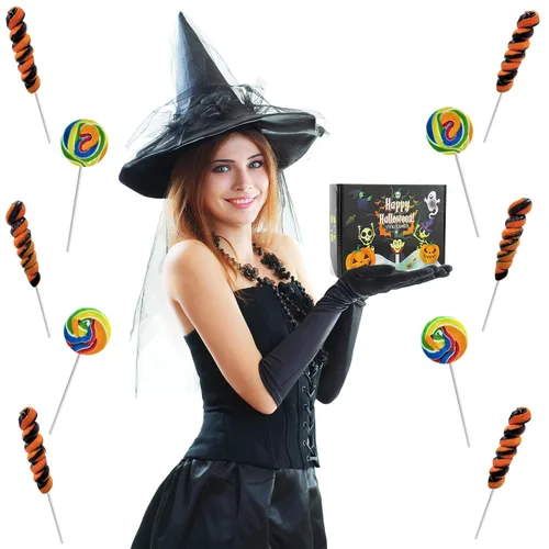 Miniatura 5 de Fruidles Paleta variada de remolinos de Halloween, sabor a fruta mixta, envuelta individualmente (paquete de 12)
