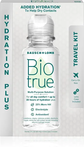 Miniatura 2 de Biotrue Solución de lentes de contacto, solución multiusos para lentes de contacto suaves, estuche de lente incluida, tamaño de viaje de 2 onzas