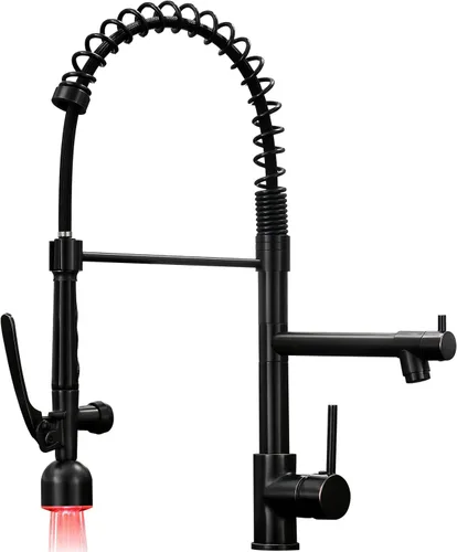 Miniatura 18 de Fapully - Grifo de cocina negro, grifo de fregadero de cocina comercial extraíble con rociador Negro mate