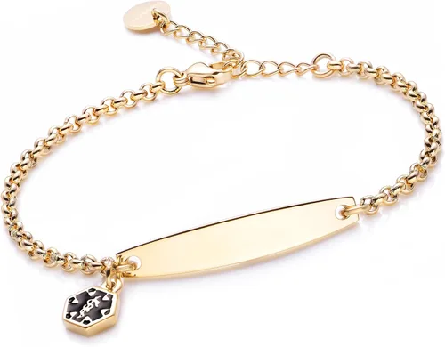 Miniatura 39 de LinnaLove - Pulsera de identificación de alerta médica con cadena Rolo simple pregrabada para mujer