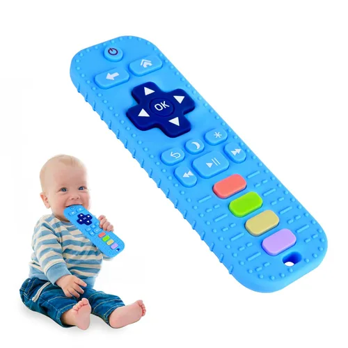 Miniatura 14 de Hooku Paquete de 2 mordedores de silicona para bebés de 0 a 6 meses, juguetes de dentición para bebés de 6 a 12 meses, juguete de control remoto