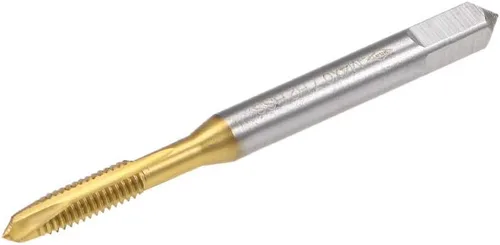 Miniatura 12 de uxcell Tapón de rosca de punta en espiral M2 x 0.4 rosca, roscas de tierra H2 3 flautas, acero de alta velocidad HSS 6542, recubierto de titanio