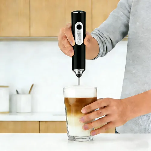 Miniatura 8 de Espumador de leche de mano para café, varita espumadora de mano, batidor eléctrico de 3 velocidades ajustables, mezclador de bebidas con 2 batidores