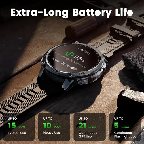 Miniatura 5 de KOSPET Tank T4C - Reloj inteligente para hombre con linterna LED, pantalla AMOLED de 1.5 pulgadas, GPS y brújula de doble banda, batería de 50 días
