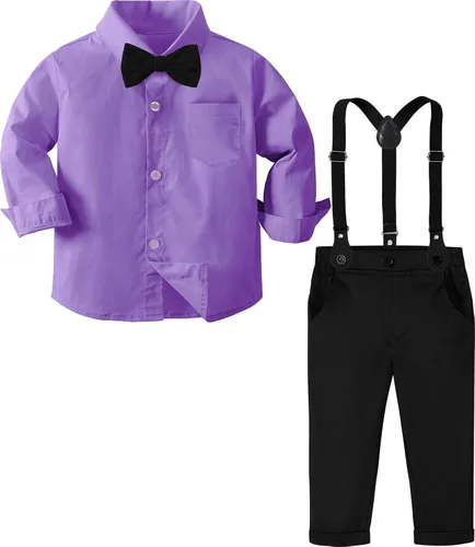 Miniatura 56 de A&J DESIGN Conjunto de ropa formal para niños pequeños con tirantes y tirantes
