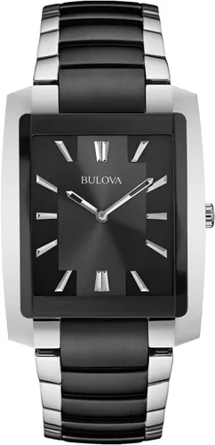 Miniatura 9 de Bulova Reloj clásico de cuarzo rectangular de 2 manecillas para hombre