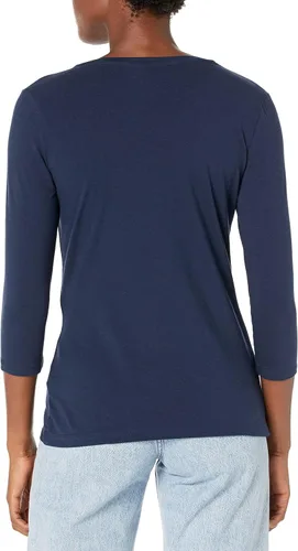 Miniatura 3 de Tienda Essentials Camiseta de manga 34 con cuello en V para mujer (disponible en tallas grandes), varios paquetes