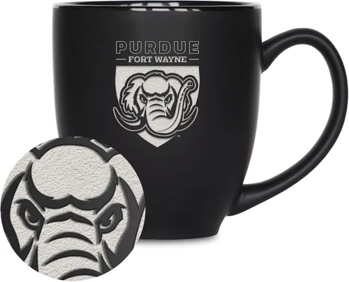 Miniatura 401 de Rico Industries - Taza de cerámica mate negra con grabado láser estándar de 15oz para NCAA (escuelas T & U) - Para bebidas calientes o frías