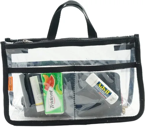 Miniatura 2 de Bolso organizador transparente, organizador de bolsos para cosméticos y artículos de aseo con asa, Negro