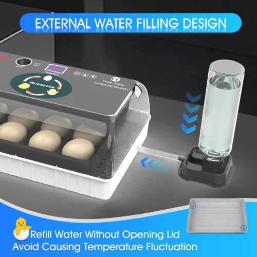 Miniatura 3 de 12 Incubadoras Automáticas de Huevos para Incubar Huevos con Control Inteligente de Temperatura, Volteador Automático, Ovoscopía LED para Huevos