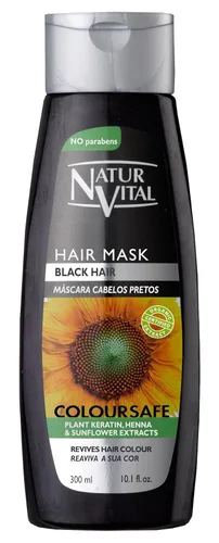 Mascarilla para colorear - Repara y revive el color del cabello - 300 Ml/Natural y Orgánico (Cabello Negro)