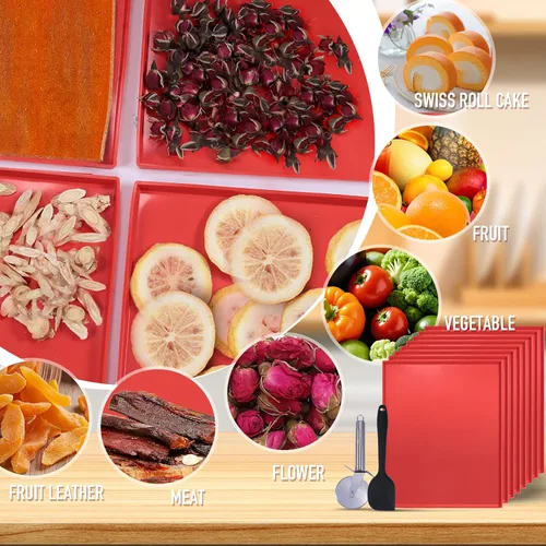 Miniatura 7 de 8 bandejas deshidratadoras de silicona para cuero de frutas de 12 x 10 pulgadas, alfombrillas deshidratadoras antiadherentes con borde para frutas
