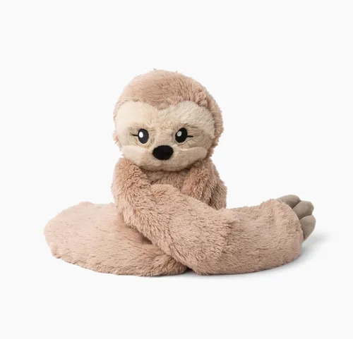 HUGIMALS Hugarounds Sawyer The Sloth - Envoltura de felpa pesada para el cuello y los hombros de 2.5 libras para microondas y congelable, abrazos