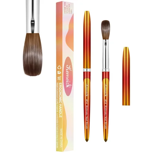 Miniatura 15 de Pincel para uñas acrílicas tamaño 16, pinceles de arte de uñas 100% puro Kolinsky de KEMEISI con mango resistente, forma ovalada, herramientas