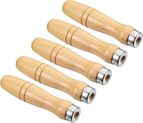 Miniatura 9 de PATIKIL Mango de madera de 4.9 pulgadas, paquete de 10 herramientas de corte de archivos, accesorios de repuesto con collar de metal para archivo
