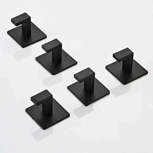 Miniatura 8 de Ganchos para Toallas de Baño, Paquete de 2 Ganchos Cuadrados Autoadhesivos para Abrigos, Gancho Resistente para Bata Sin Perforación, Colgador