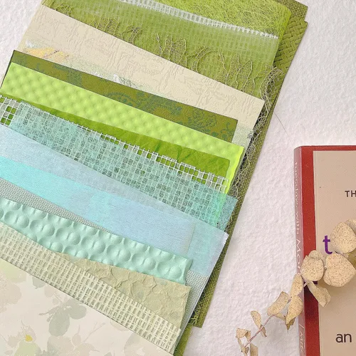 Miniatura 2 de Aromoty 20 piezas de papel artesanal para álbum de recortes, papel texturizado para manualidades, papel Morandi A5 en malla, tela de morera, mezcla