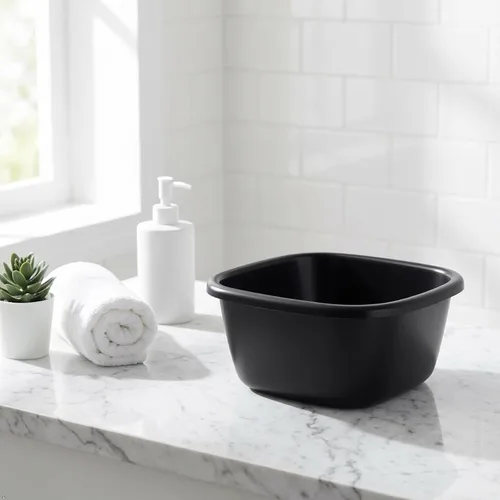 Miniatura 4 de Lavabo de 16 cuartos de galón, paquete de 3 sartenes de plástico negro