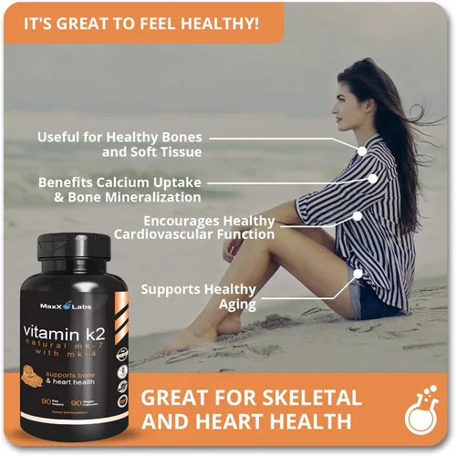 Miniatura 2 de Suplementos de vitamina K2 – Vitamina K2 de espectro completo MK7, MK4 y calcio – Vitamina K de alta resistencia funciona con vitamina D3 K2 5000 UI