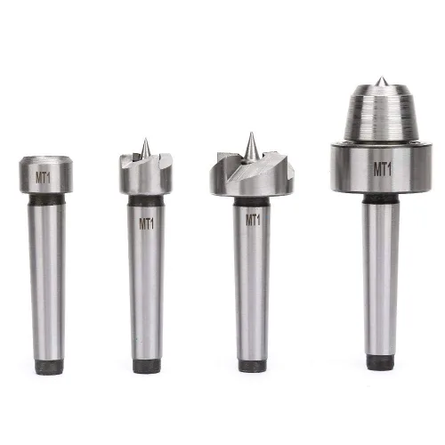 Miniatura 6 de 4pcs MT1 Torno de madera Live Center Drive Spur Cup Herramientas de torneado para carpintería con caja de madera (MT1)