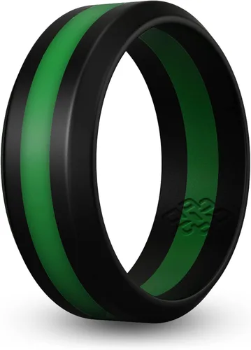 Miniatura 15 de Knot Theory Anillo de silicona a rayas para hombres y mujeres – color negro, gris, rojo, azul, naranja, amarillo, púrpura