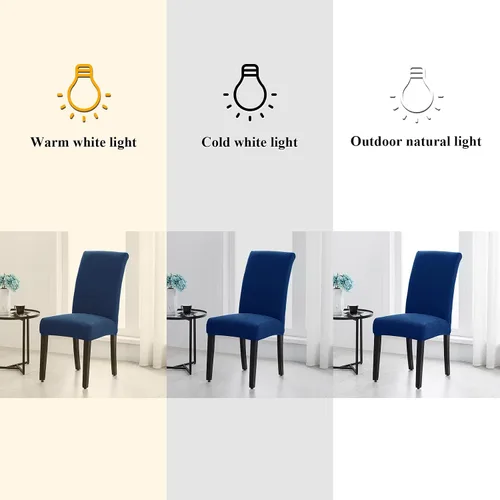 Miniatura 4 de Joccun - Juego de 4 fundas para sillas de comedor, fundas elásticas para sillas de comedor, fundas de asiento para sillas de comedor, funda de Azul