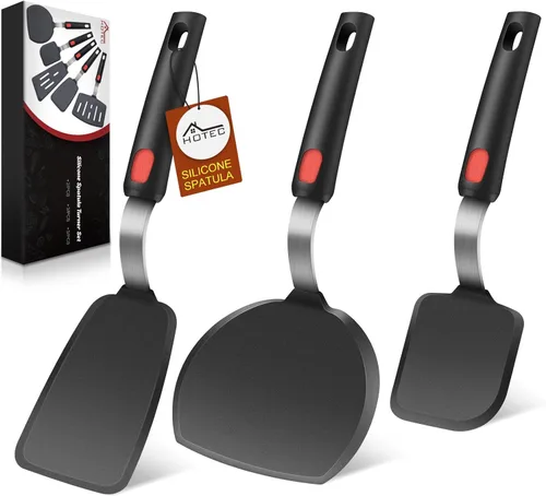 Miniatura 8 de Hotec Espátula de silicona para utensilios de cocina antiadherentes, espátulas de cocina de 600 °F resistentes al calor, espátulas de goma flexible