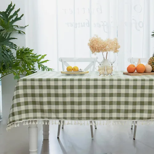 Miniatura 12 de Midsummer Breeze - Mantel a cuadros de estilo rústico hecho de algodón, de la colección Gingham, para otoño, Acción de Gracias, Navidad, cocina