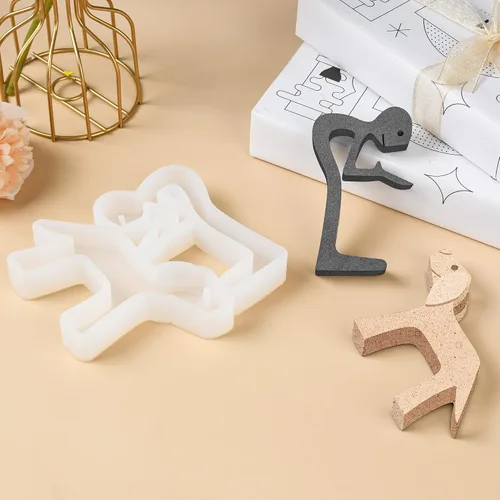 Miniatura 4 de Moldes de Silicona de Resina para Estatua de Hombre y Perro, Moldes de Adornos de Resina Baratijas Decoración del Hogar, Moldes de Silicona