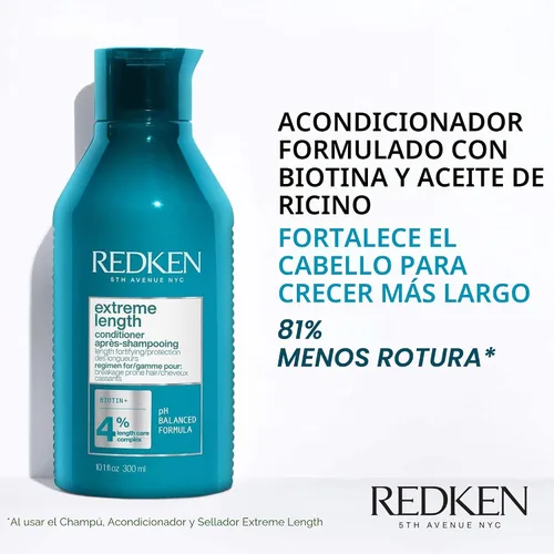 Miniatura 4 de Redken Extreme Length Biotin Shampoo & Conditioner Set For Longer Hair – Promotes Healthy Hair Growth, Strengthens Damaged Hair, Prevents Hair