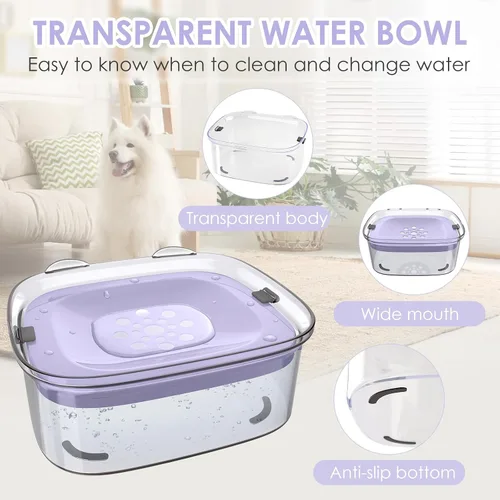Miniatura 4 de AONKEY Cuenco de agua para perros de 3L sin derrames, cuenco grande de 101oz a prueba de derrames para perros, reduce el rellenado, dispensador