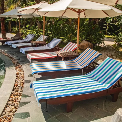 Miniatura 7 de Arkwright Cabo Funda para Tumbona - Paquete de 2 - Toalla de Cabana de Algodón Suave a Rayas con Portabolsillos para Silla de Playa, Piscina